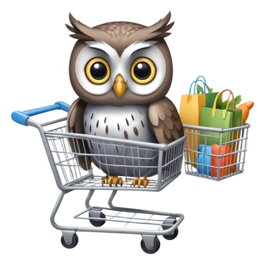 Twilio owl pushing a shopping cart sticker