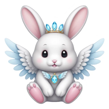 White bunny with wings and with cristals sticker