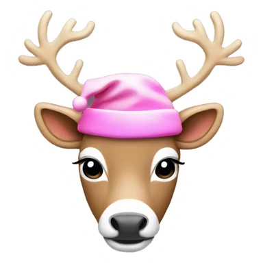 aesthetic reindeer wearing pink santa hat sticker