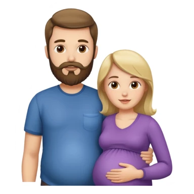 Una mujer embarazada y un hombre con barba  sticker