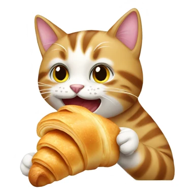 A cat eating croissant  sticker