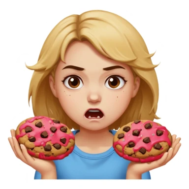 Angry girl that’s eating a lot of cookies sticker