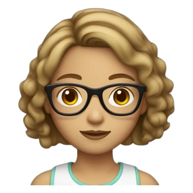 Girl with short light brown hair and glasses sticker