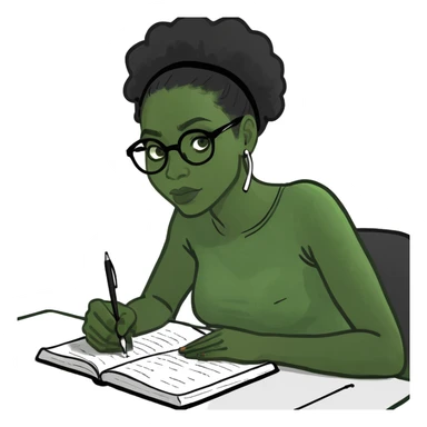 Black Woman Studying and Taking Notes sticker