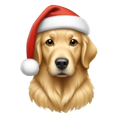Golden retriever wearing beige Santa hat sticker