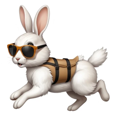 Running rabbit with sunglasses. Side profile sticker