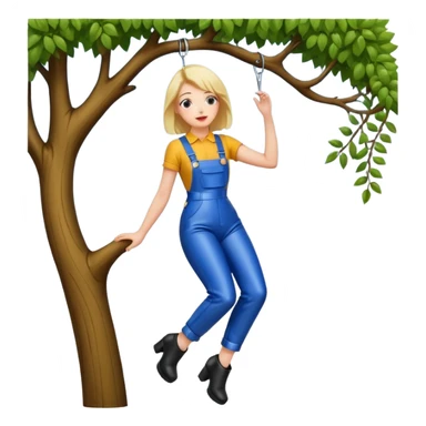 Hanging Wedgie on Tree in Highwaisted Latex Overalls sticker