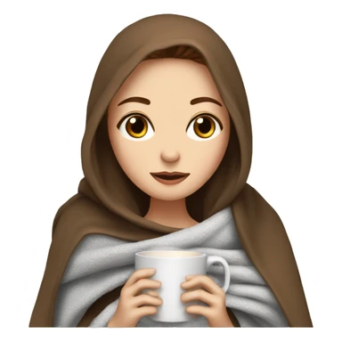 white girl with brown hair  inside a blanket sipping coffee eyes closed sticker