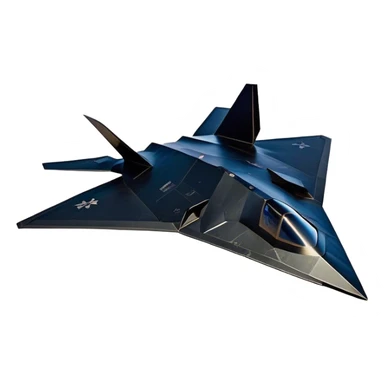 F-117 Nighthawk - Lockheed Martin (Stealth Grey) A futuristic stealth attack aircraft with a distinct faceted, angular design in a stealthy matte grey. Its sharp, jagged edges and unconventional, almost alien-like shape make it look like a shadow cutting through the night sky. The surface should appear non-reflective with subtle panel lines. sticker