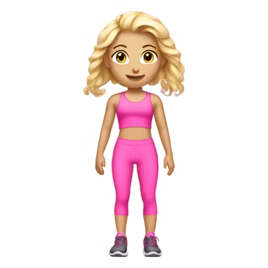 A young blond girl doing a workout with pink workout clothes sticker
