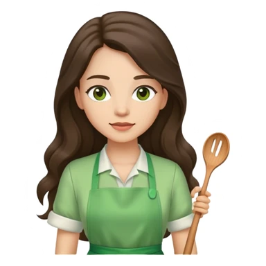 Brunnette long hair lady with a light green apron sticker