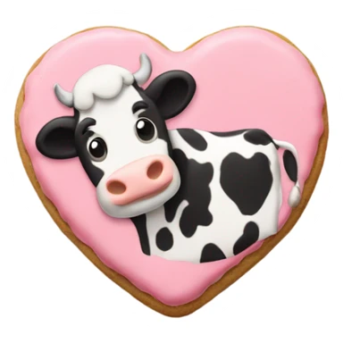 Cookie heart with cow sticker