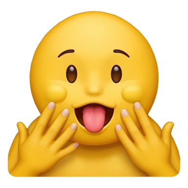 A licking emoji with hands. Imagine there’s a wall at the side and the emoji is licking it while holding it with it’s hands sticker