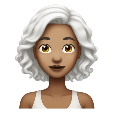 White hair woman with vitiligo sticker