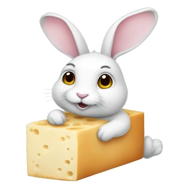 Rabbit holding a tofu sticker