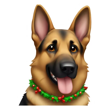 German shepherd wearing Christmas collar sticker
