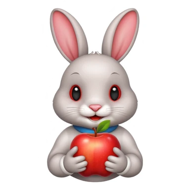 Happy rabbit same apple emoji  sticker