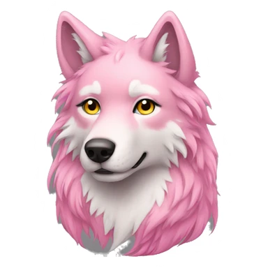 furry pink wolf long hair  sticker