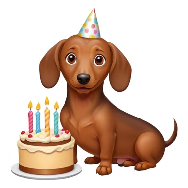 dachshund eating brithday cake sticker