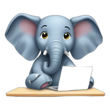 elephant wearing school uniform using laptop sticker