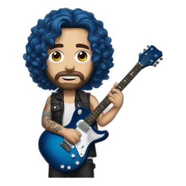 rock star white man with a guitar and brown hair and blue eyes and tattoos sticker