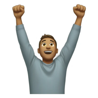 excited man with arms raised above head sticker