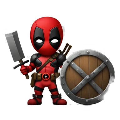 Deadpool holding Viking shield sticker