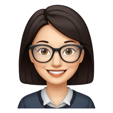 50 y.o. woman dark hair smile, glasses sticker