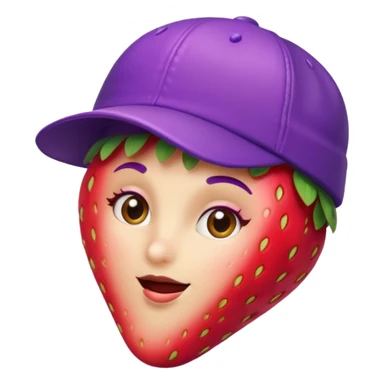 strawberry wearing purple cap, with cap sticker