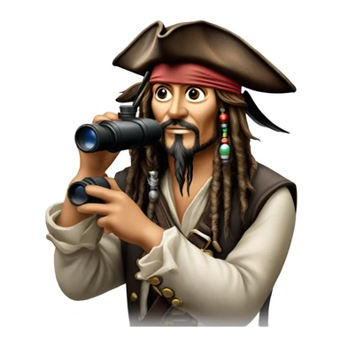 photorealistic jack sparrow holds binoculars sticker