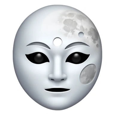 blank white no-mouth-hole masculine mask moon crescent hole  on forehead  sticker