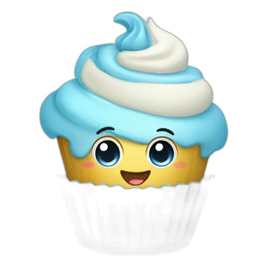 Happy light blue cupcake sticker