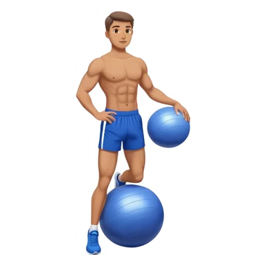 fit man with blue shorts stability ball exercises sticker
