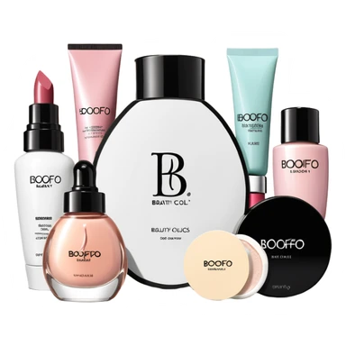 Gift bag with beauty products (shampoo, creams, styling products), a gift bag is beautyful open box full of luxury brand-labeled beauty products sticker