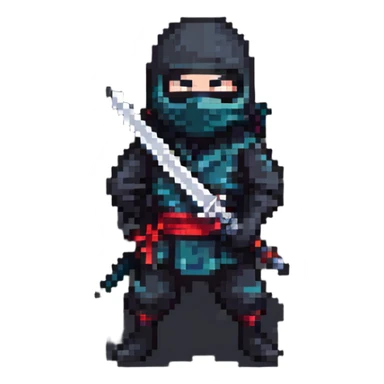masked ninja with sword sticker
