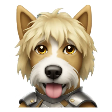 shaggy blonde dog in protective armor sticker