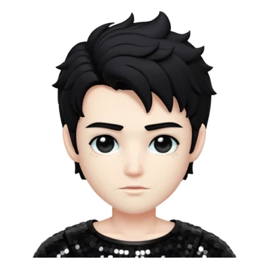 Cronus with black hair, black sequin outfit sticker