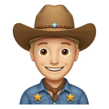 cheerful cowboy, simple, apple style emoji sticker