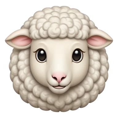 Cinematic Noble Sheep Portrait Emoji, Poised and regal, with a large, sturdy build and a luxuriously fluffy, well-groomed white fleece, deep-set soulful gentle eyes, Simplified yet sharp and sophisticated features, highly detailed, glowing with a soft, dignified glow, high shine, intelligent and calm, stylized with an air of pastoral majesty, focused and attentive, soft glowing outline, capturing the essence of a watchful and confident sheep, so majestic it feels as though it could amble out of the screen with effortless authority! sticker