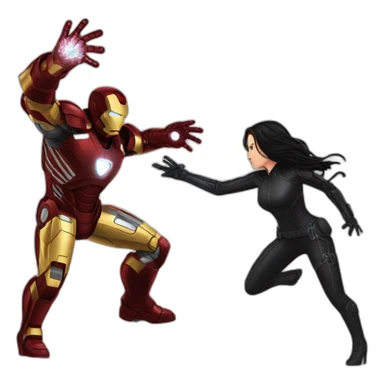 Iron man fighting black widow sticker