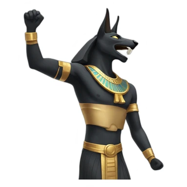 Ancient egyptian god Anubis cheering sticker