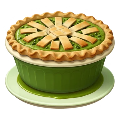 Pie on top of green sauce sticker