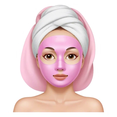 Lady with pastel pink face mask spa beauty full face relaxing sticker