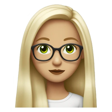 Girl with Long platin hair, green eyes and dioptric glasses sticker