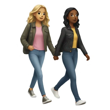 girl walking with her girlfriend  sticker
