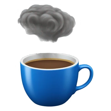 a steaming coffee in a blue ikea mug sticker