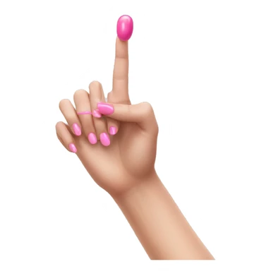 White girl hand with pink nails holding a pink gum sticker