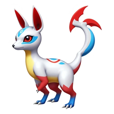  Cute Shiny Exotic Colorful Guilmon-Latias-Koraidon-Umbreon-Fakémon-hybrid-creature (full body)  sticker