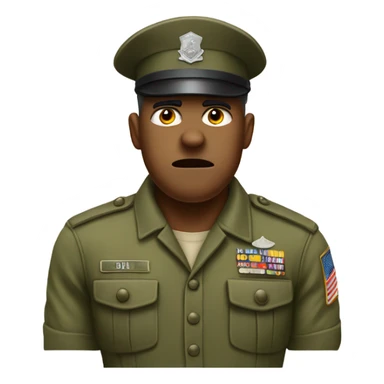 drill sergeant character wearing a classic sergeant hat and a camouflage army shirt. The character should have an angry intense expression. full torso sticker