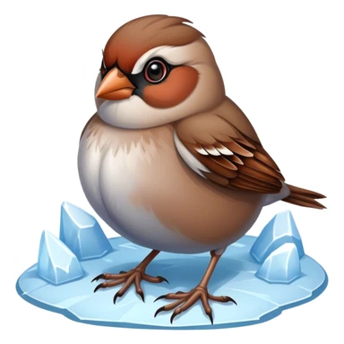 sparrow on the Frozen ground sticker